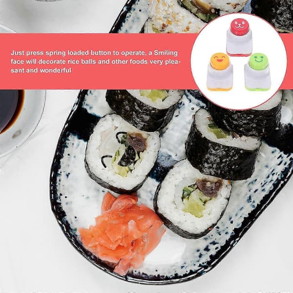 3 stk. DIY Sushi Form Sæt med Smiley Ansigt Prægning