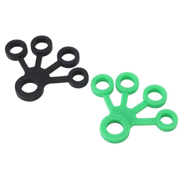 2 stk. silikone fingerstrækker bærbar elastisk håndmodstandsbånd styrker 11LB (mørkegrøn sort) 5 5