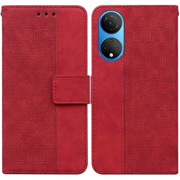 Til Honor X7 Geometrisk præget lædertelefoncover Grey
