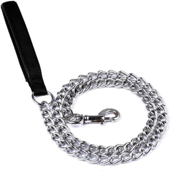 Chain Leash (120cm) Solid Metal Leash Leather Handle
