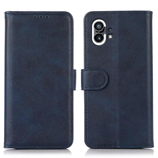 Til Nothing Phone 1 Lædertelefoncover med ko-tekstur Blue