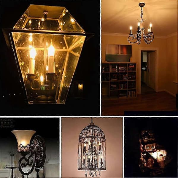 10 stk dimbar C22 LED-glødepære E12 0,5W ravfarget dekorativ nattlys stearinlys Ampulle Candelabra E12 110V E12
