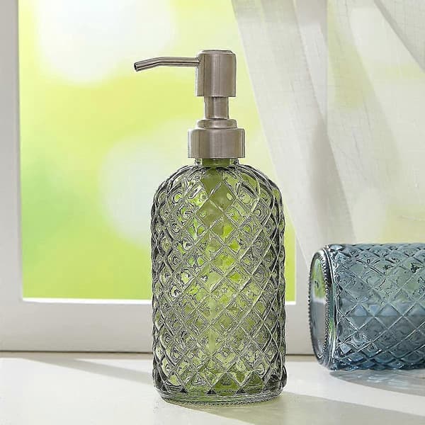Hånddesinfeksjonsflaske Såpedispenser Baderomssåpedispenser påfyllbar flytende glasssåpedispenser for håndsåpe, lotion[ls] Blue