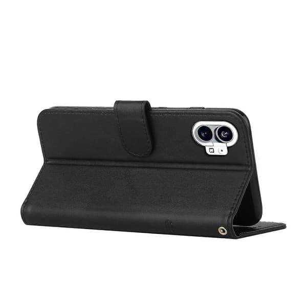 För Noting Phone 1 Sömnad Kalv Textur Spänne Läder Telefonfodral Black