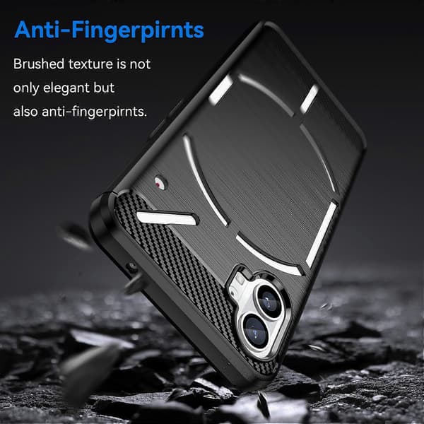 För Nothing Phone 1 Borstad Textur Kolfiber TPU Telefonfodral Black