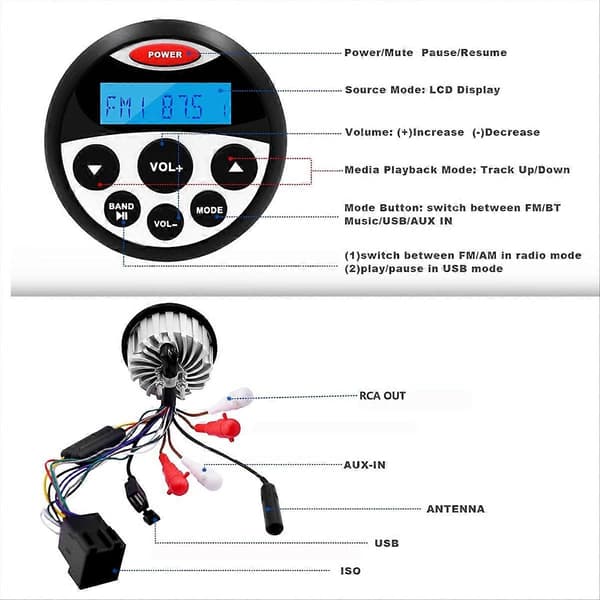 Vedenpitävä meriradiosoitin Bluetooth-radio moottoripyörän ääni MP3-soitin