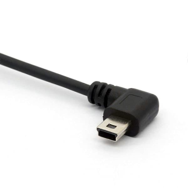 Mini USB-kabel, 90-graders fjær USB 2.0 til Mini USB-kabel, rett vinkel