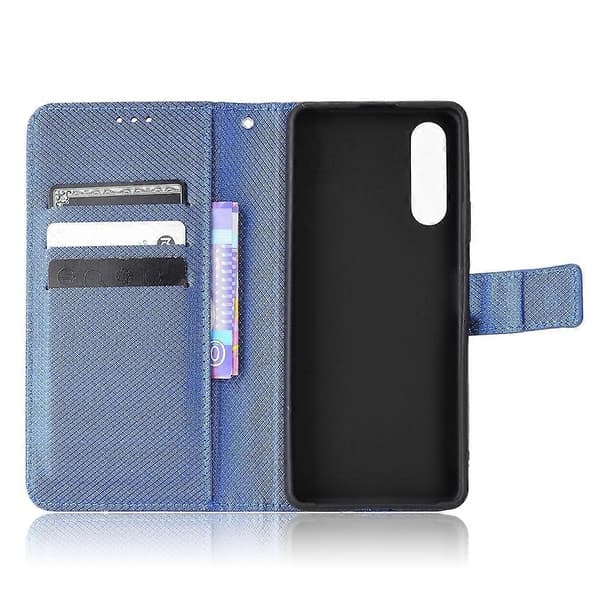 Til Sony Xperia 10 IV Diamanttekstur Læder Telefoncover Blue
