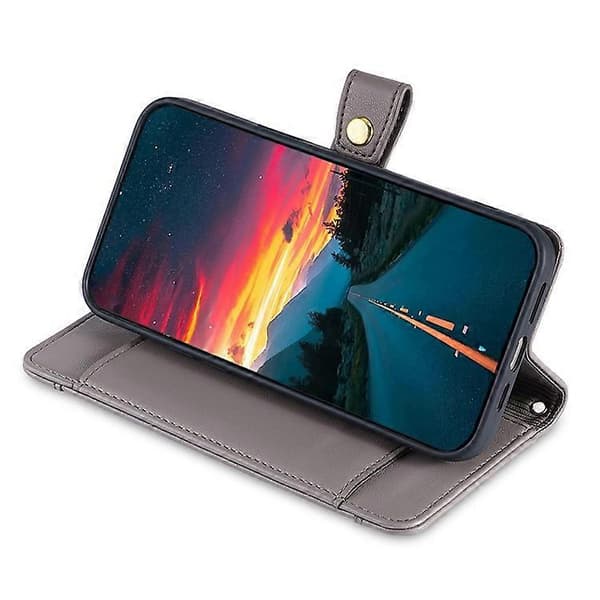 Kompatibel med Google Pixel 8a telefonfodral PU-läder skyddsfodral med dragkedjeplånbok Grey