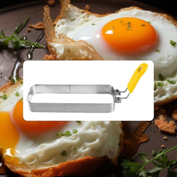 Egg rektangulær for stekepanne, muffinsomelett med håndtak til frokost Yellow handle