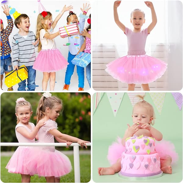 LED-enhörningsdräkt för flickor, med tutu, pannband och trollstav (2-10 år)