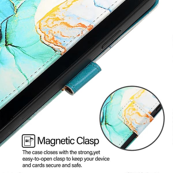 PT003 Marmormönster Flip Läder Telefonfodral Green For Nothing Phone 2a