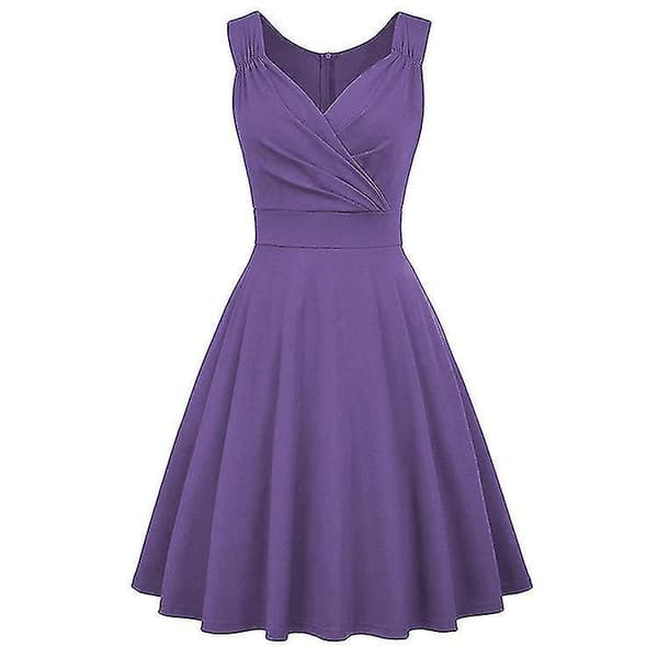 Retro Rockabilly Klänning för Kvinnor 2XL Lila—ls