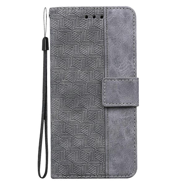 För Nothing Phone 1 Geometriskt präglat flip-läderfodral Grey
