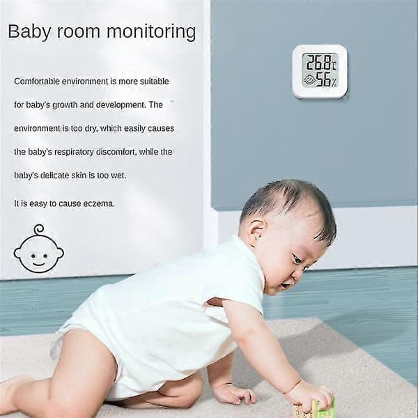 Bluetooth-kompatibel Smile Mini LCD Digital Termometer Hygrometer Indendørs Rumtemperatur Fugtighed—ls