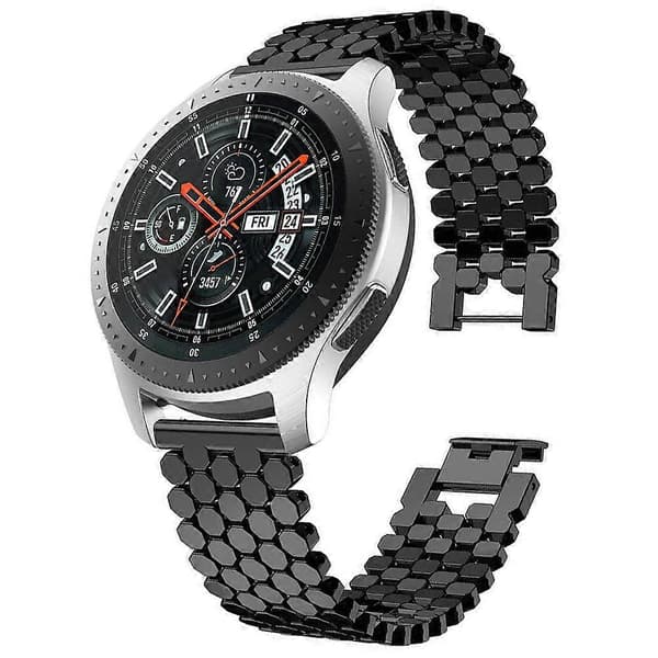 xDfind Fish Scale Texture Metal Watch Band Black 22mm