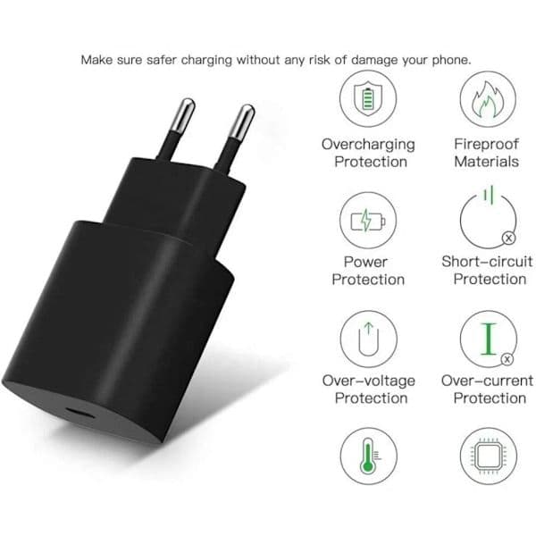 iPhone Hurtiglader USB-C 20W Strømadapter med 1m Kabel (NT) 1-Pakning iPhone 1-Pakning 1-Pack iPhone