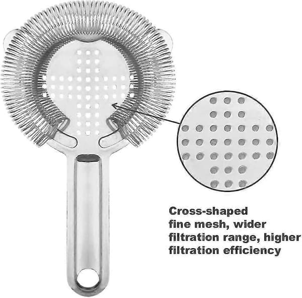 Cocktail Strainer - Bar Strainer i rustfritt stål for bartending, Boston Ice Spacer silver