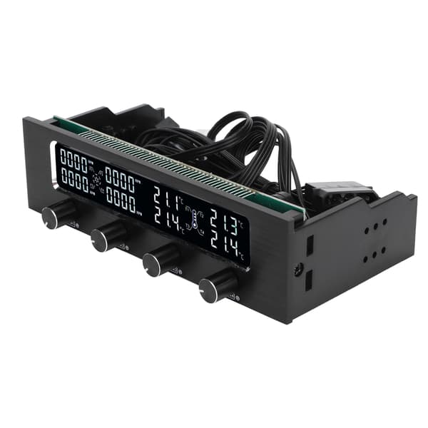 PC Fläktkontroller Justerbar Hastighet LCD-Display Temperaturkontroll med Skruvar Dekaler för Grafikkorts CPU-kylning