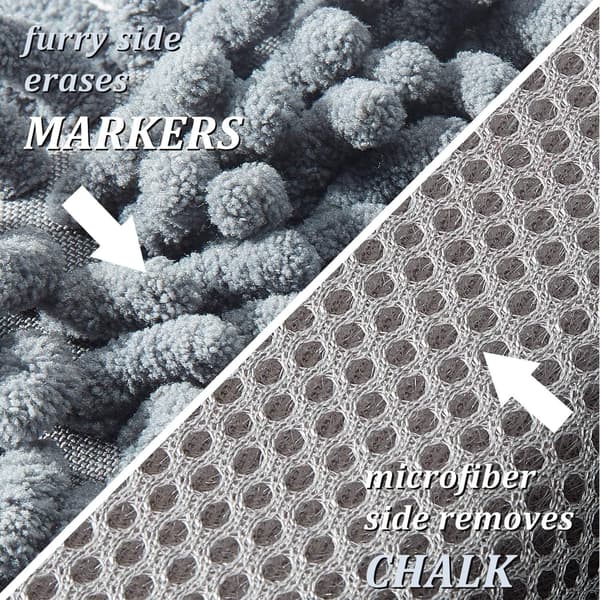 4 dele tør viskelæder mikrofiber shag vaskbart whiteboard viskelæder til tuscher, kridt, hjem og kontor (grå, blå og pink)—ls