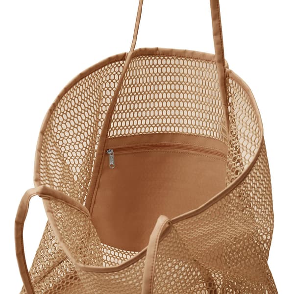 Mesh strandveske for kvinner skulderveske – ls brown