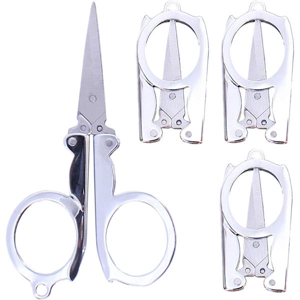 Folding Small Scissors, Portable Scissors, Medium Stainless Steel Folding Scissors with Keychain Pointed Small Sewing Scissors Folding Scissors Craft Camping