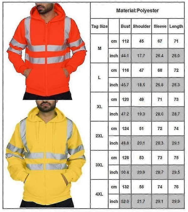 Herr Hi Vis Viz Hoodie Sweatshirt Säkerhetsjacka med hög synlighet L