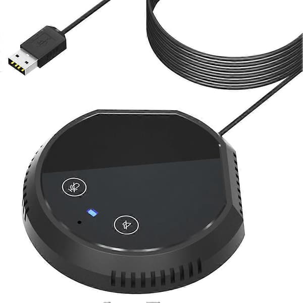Desktop USB konferencehøjttalertelefon Mikrofon Berøringssensor Knapper Kondensator PC Computer Mikrofon Understøtter Højttaler[ls] Black