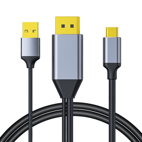 DisplayPort til USB C-kabel 4K@60Hz med USB-kabeladapter DisplayPort hann