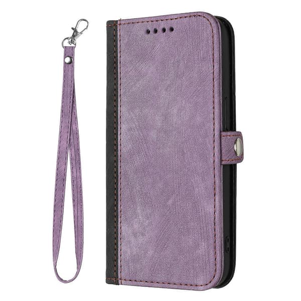 Til Huawei Mate 10 Pro Side Spænde Dobbelt Fold Håndrem Læder Telefonetui Purple