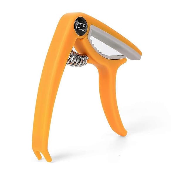 Ny gitar-capo for akustiske og elektriske gitarer - 5 plektre gitartilbehør, gul—ls