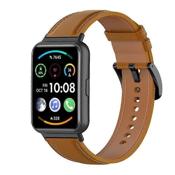 Kompatibel med Huawei Watch Fit 2 Ekte Lær Smartklokke Rem Erstatning Justerbart Armbånd Multicol Multicolor Light Brown