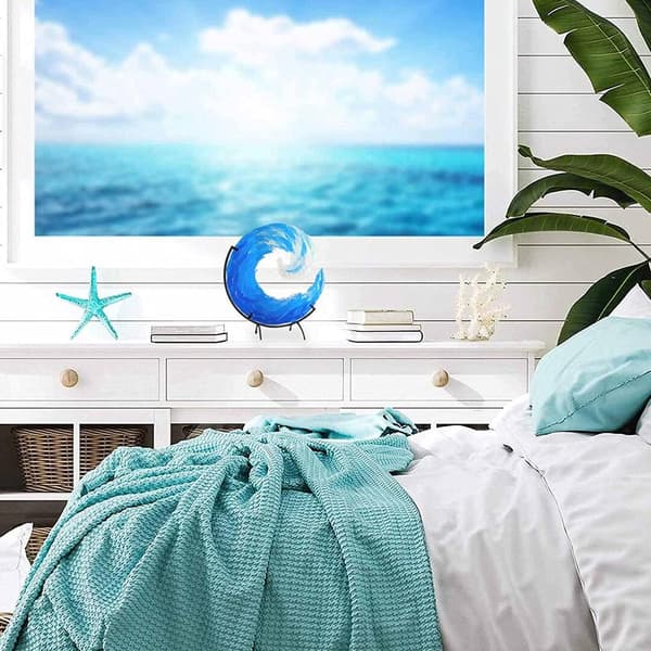 Blå Ocean Wave Skulptur Skrivbordsdekoration Konst