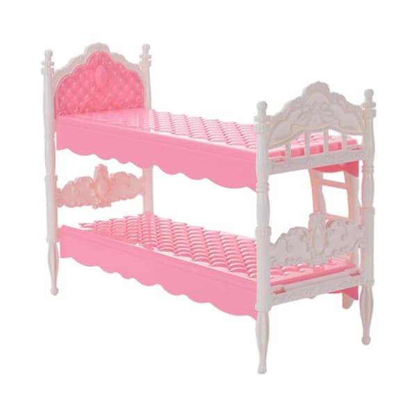 1/12 Dukkehus Køjeseng Mini Køjeseng Klassisk Møbelmodel Legetøj til pink