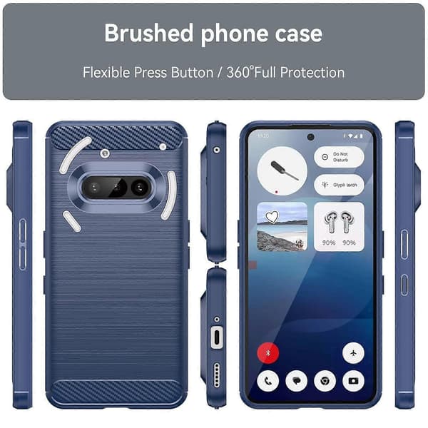 För Nothing Phone 3a kolfiberborstad textur TPU-telefonfodral Blue