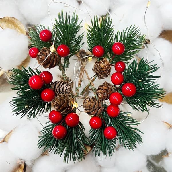20-delt julepynt: Kunstig juletræ rød grankogle dekoration DIY grannåle