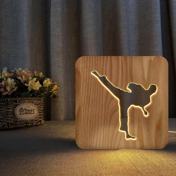 3D Træ Taekwondo USB Natlampe—ls