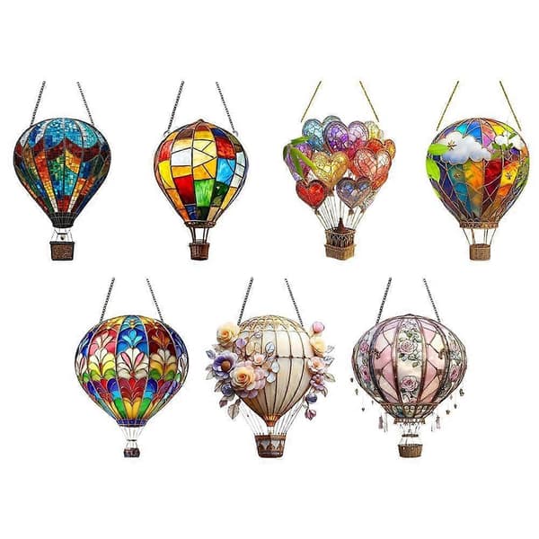 Varmluftsballonmodel Akrylophæng Varmluftsballon Solhave-dekoration