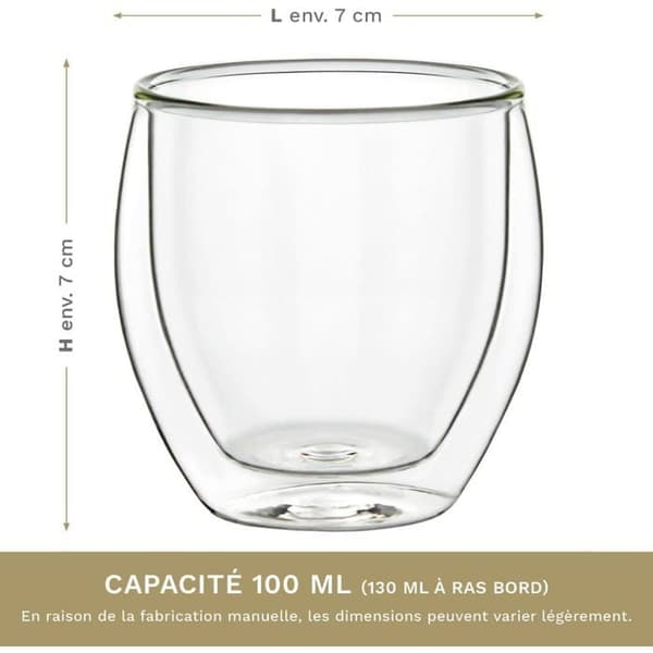 Dubbelväggiga espressoglas, set om 6, 100 ml, mockakoppar, termoglas med svävande effekt