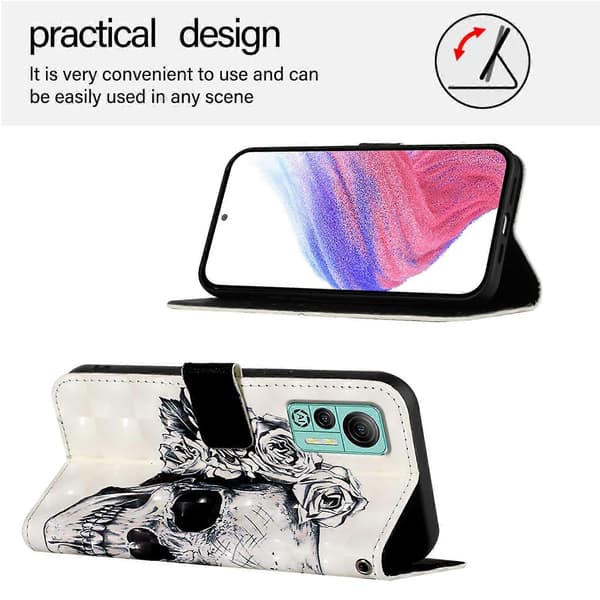 3D-maleri Horisontal Flip Skinntelefonveske til Ulefone Note 14 Skull