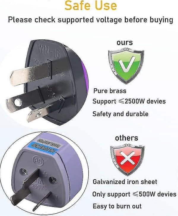 3-pack Australien Nya Zeeland Reseadapter - Typ I-kontakt
