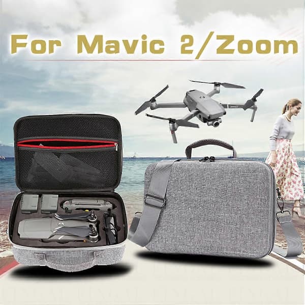 Stødsikkert vandtæt bærbart etui til DJI Mavic 2 Pro / Zoom og tilbehør, Størrelse: 29cm x 19.5cm x 12.5cm (Grå) Grey