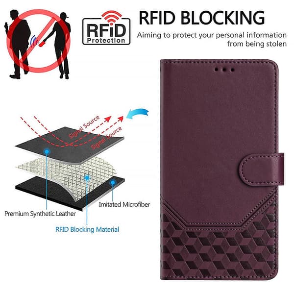 RFID-mobilfodral i läder med bikakeprägling Violet For Nothing Phone 2a