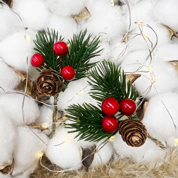 20-delt julepynt: Kunstig juletræ rød grankogle dekoration DIY grannåle