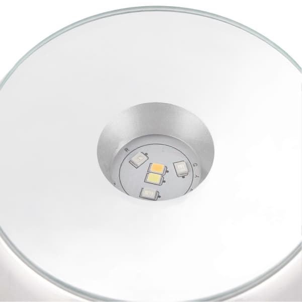 LED farverigt lys roterende krystal display base stativholder med AC US-adapter sølv