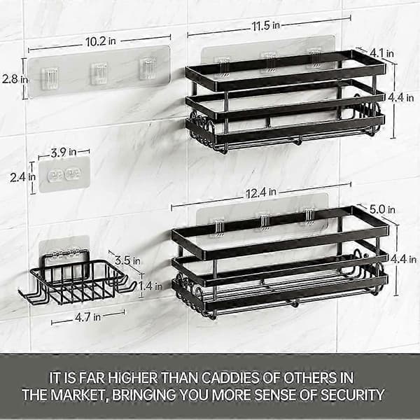 Stor bruseopbevaringsholder i rustfrit stål Pladsbesparende organiseringsstativ til bruser—ls 2 Piece Storage Rack