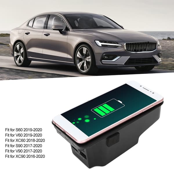Trådløs oplader til S60 V60 XC60 S90 V90 XC90 15W induktionsopladningsplade