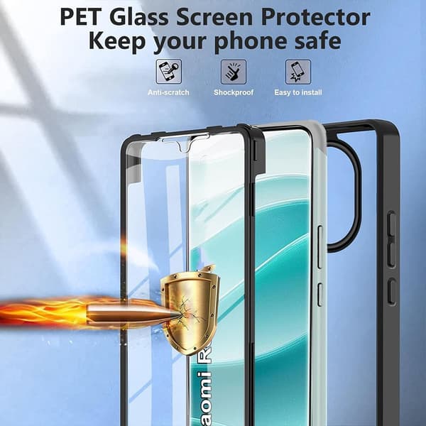 Cover til Xiaomi Redmi Note 15 5G, Fuld beskyttelse foran og bagpå - Sort kant sort black