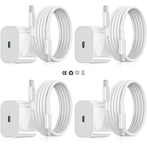 4-pack - iPhone-laddare - Snabbladdare - Adapter + 2m kabel 20W USB-C Vit 4-pack iPhone (NT) 4-pack USB-C 4-Pack 4-Pack USB-C