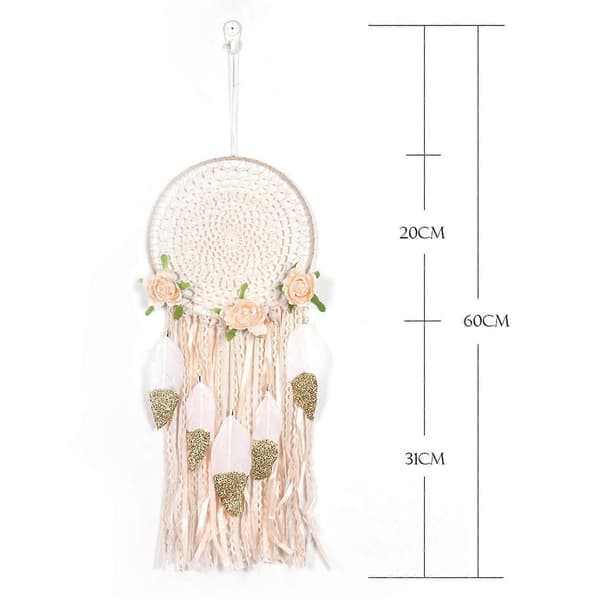 2x Vævet Blomsterfjer Drømmefanger Boho Makrame Ophæng Drømmefanger Gør-det-selv Vindklokker Vægkunst W—ls